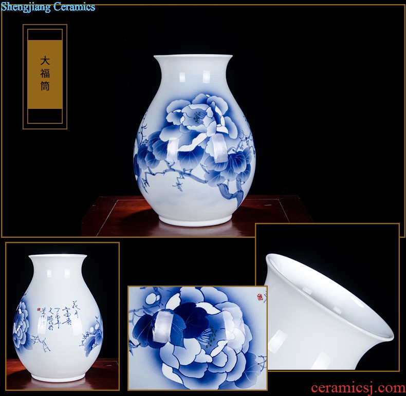 Jingdezhen ceramics imitation Ming vase sitting room home decoration furnishing articles hand-painted pastel archaize fish algae general grain tank