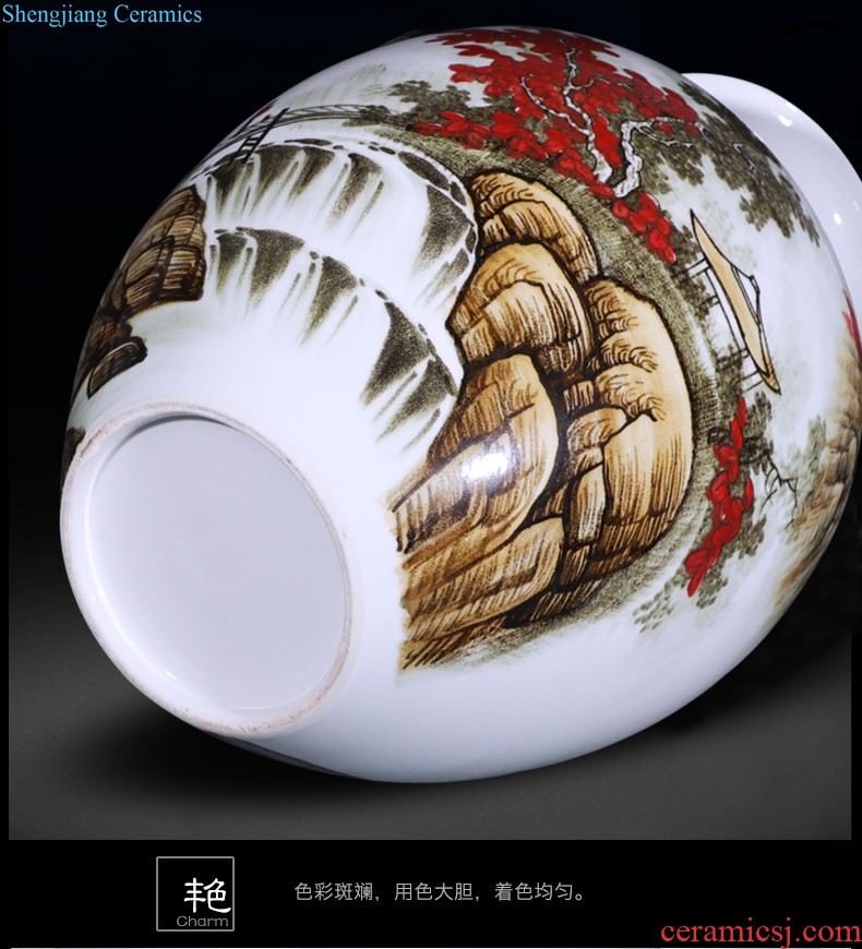 Jingdezhen ceramics vase furnishing articles sitting room ground vase large-sized hand-painted porcelain hotel club house sitting room adornment