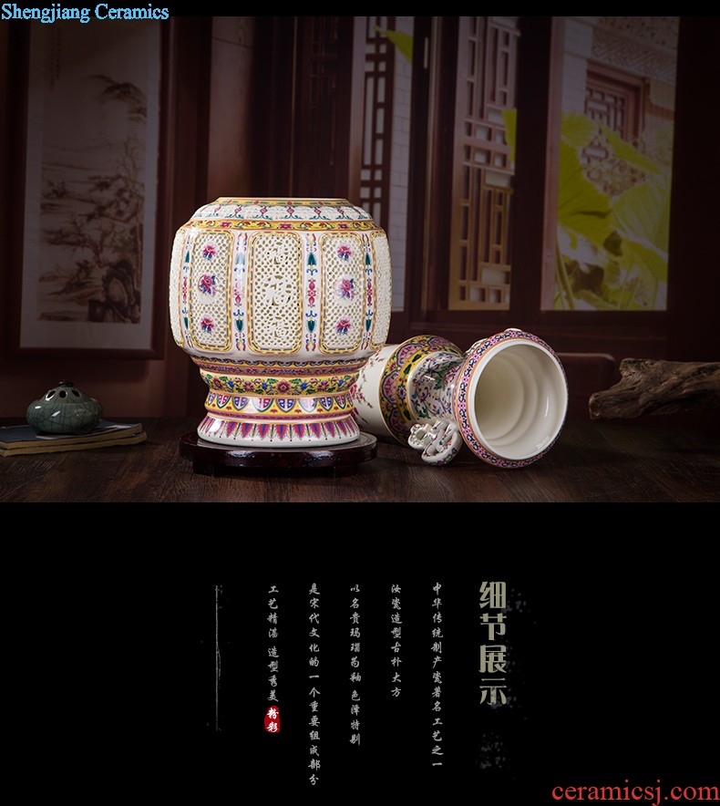 Jingdezhen ceramics festival 379 Chinese red the lad landing big vase decoration porcelain porcelain furnishing articles