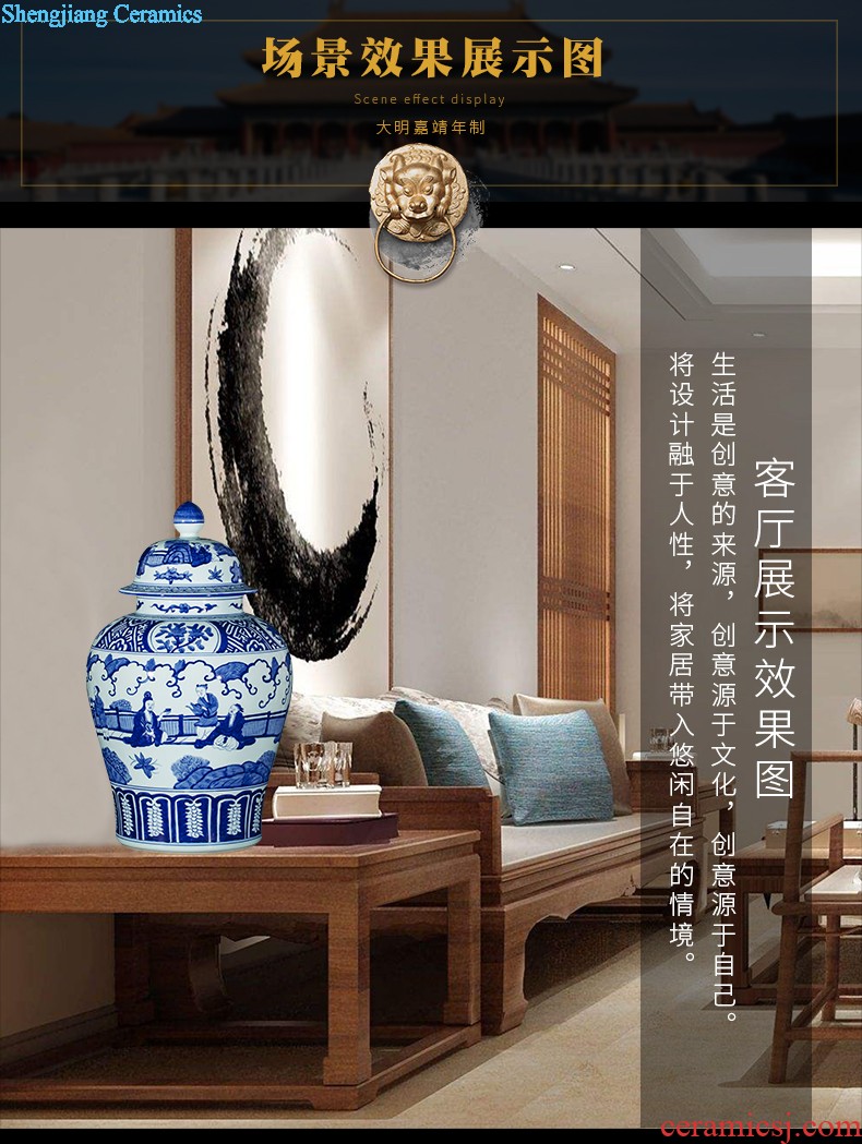 Sf48 jingdezhen ceramics color ink landscape high white clay ground big vase sitting room adornment rural furnishings