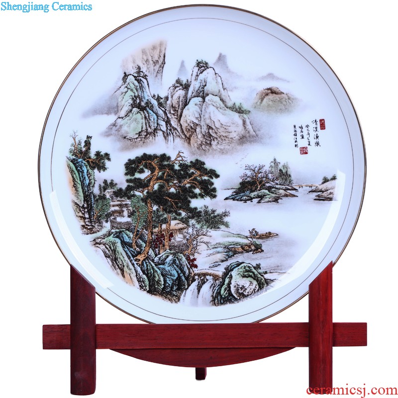 Jingdezhen ceramics designer sat singing in huangshan decorative hanging dish plate Household living room TV cabinet plate