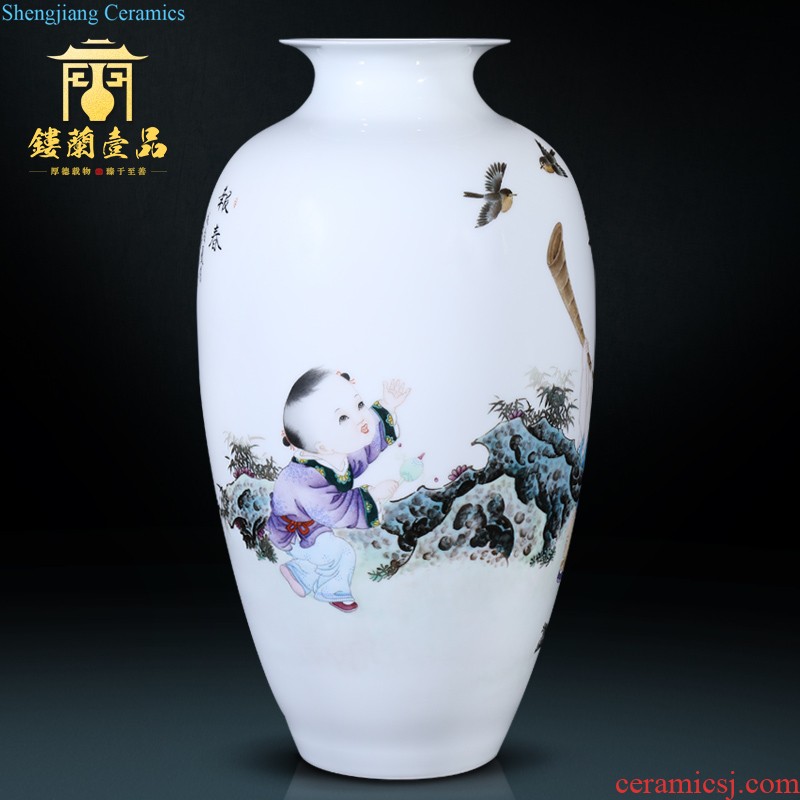 Jingdezhen ceramic vases, modern Chinese painting of flowers and flower arrangement home sitting room bedroom TV ark decorative furnishing articles