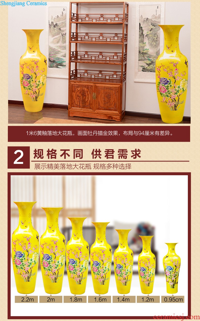 Jingdezhen ceramics famous hand-painted splendor in landing big vase high place large sitting room porch decoration