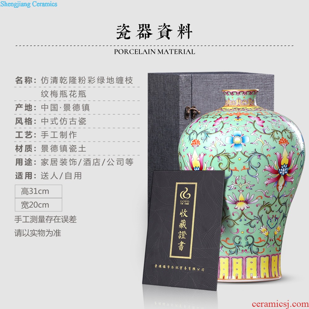 Jingdezhen ceramics vases, flower arranging large hand-painted pastel wealth chun Chinese style household act the role ofing is tasted crafts