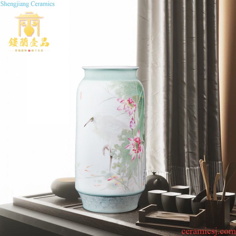 Jingdezhen ceramics hand-painted pastel of large vases, collection of TV ark sitting room adornment of Chinese style household furnishing articles