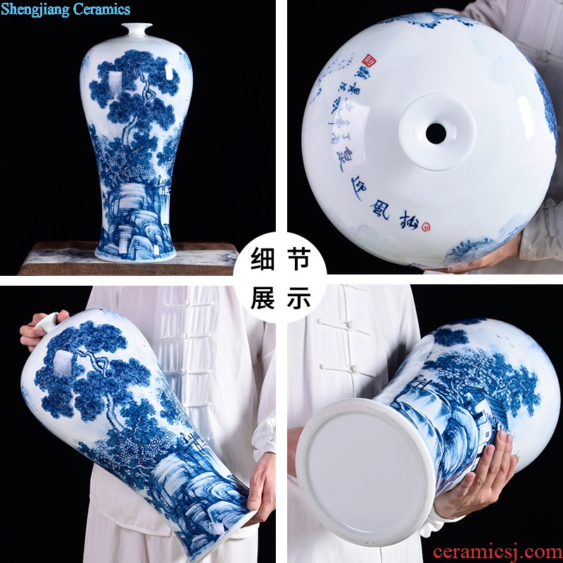 Famous master of jingdezhen ceramics hand-painted pastel landscape of large vases, Chinese style sitting room adornment is placed