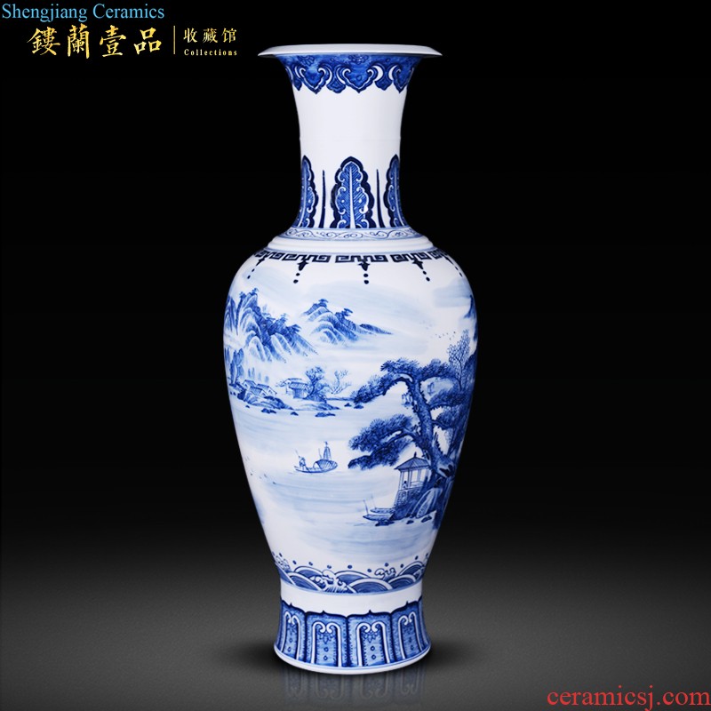 Jingdezhen ceramics high copy qianlong pastel ears okho spring vases, sitting room of new Chinese style household adornment furnishing articles