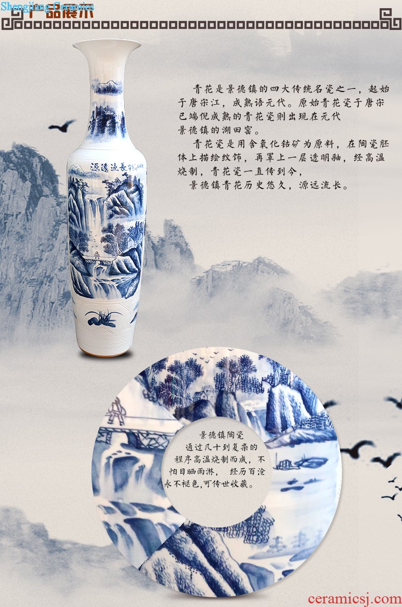 Gu wind 052 jingdezhen blue and white hand painting Opening ceremony/1.8 meters 2.2 meters antique vase