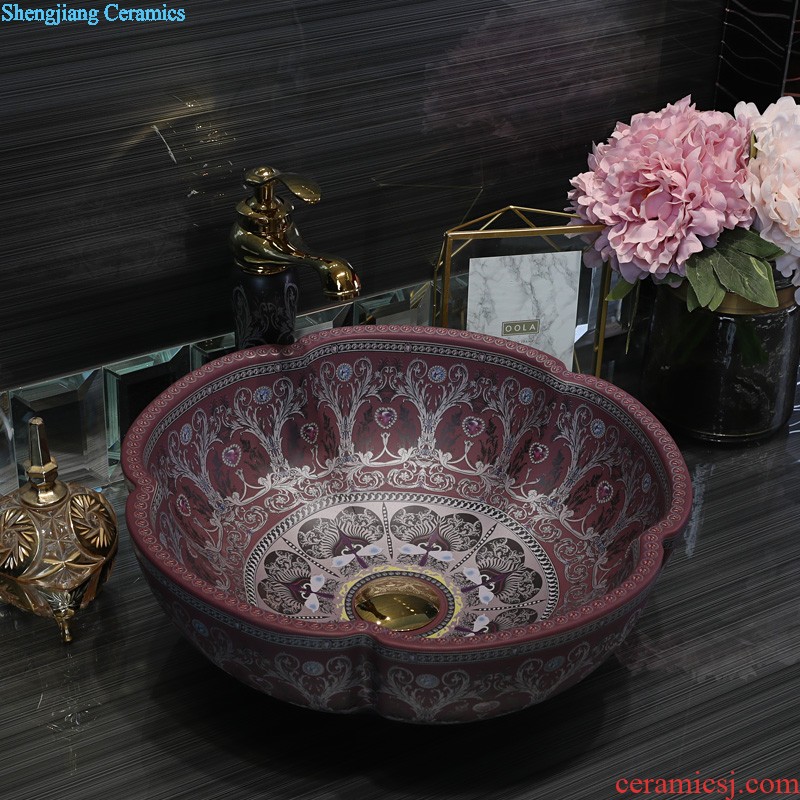 Gold cellnique bathroom sinks hand basin stage basin bathroom art ceramic face basin ceramic POTS of gold and silver