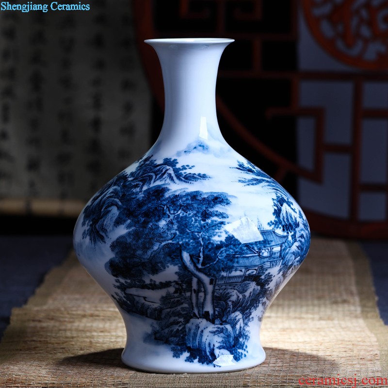 Jingdezhen ceramics Dong-ming li hand-painted pastel landscape vase New Chinese style household handicraft furnishing articles sitting room