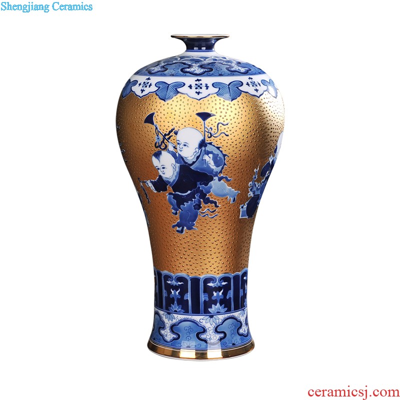 Jingdezhen powder enamel vase ceramic flower arrangement New Chinese style household adornment porch handicraft furnishing articles