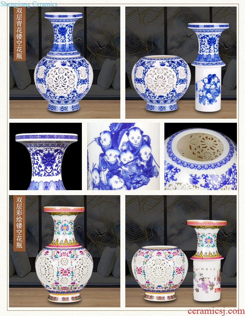 Jingdezhen ceramics famous master manual hand-painted knife clay powder enamel vase Chinese sitting room adornment is placed