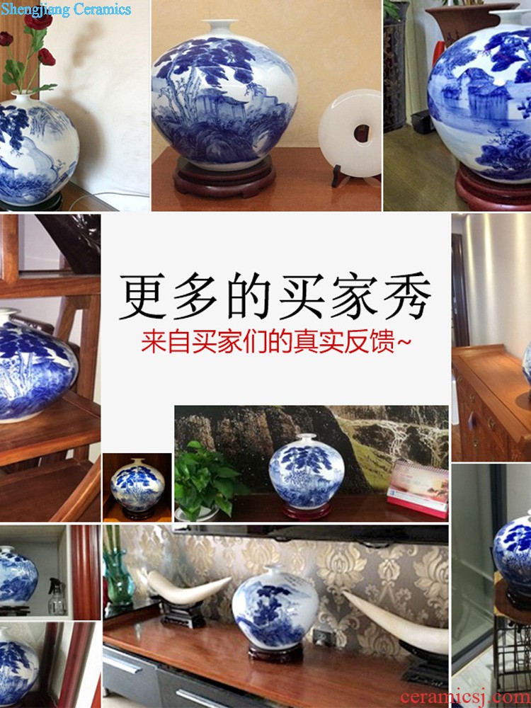 Jingdezhen ceramic floor big vase furnishing articles shadow carving celadon flower arranging device home sitting room hotel decoration process