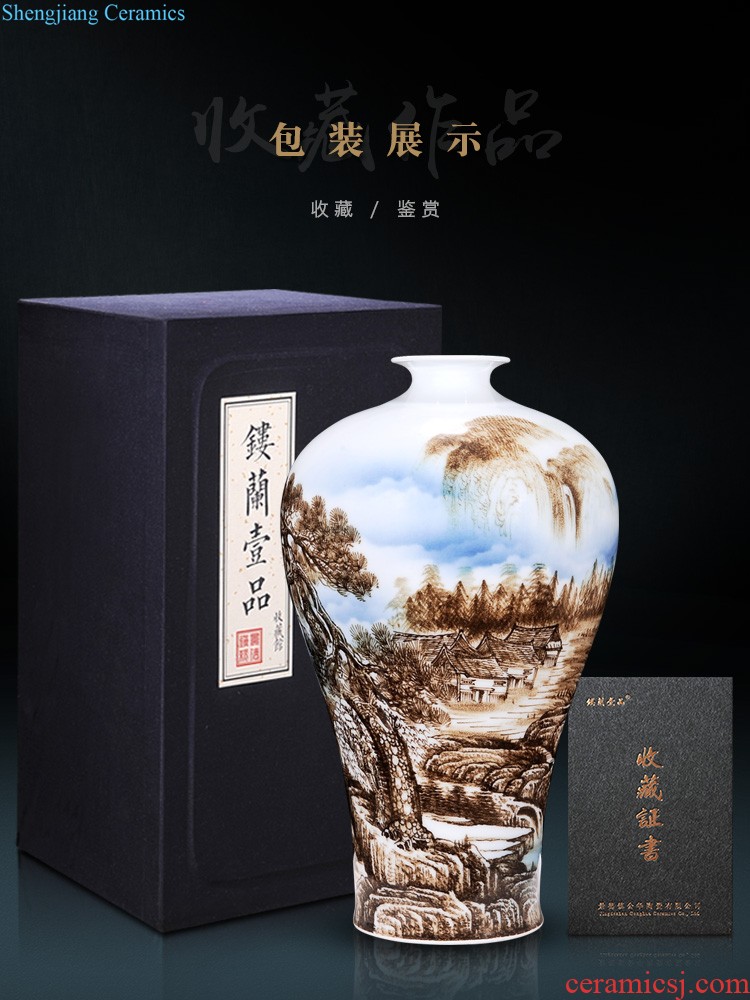 Jingdezhen blue and white youligong ceramics imitation qing qianlong vase four big sitting room decorative home furnishing articles collection