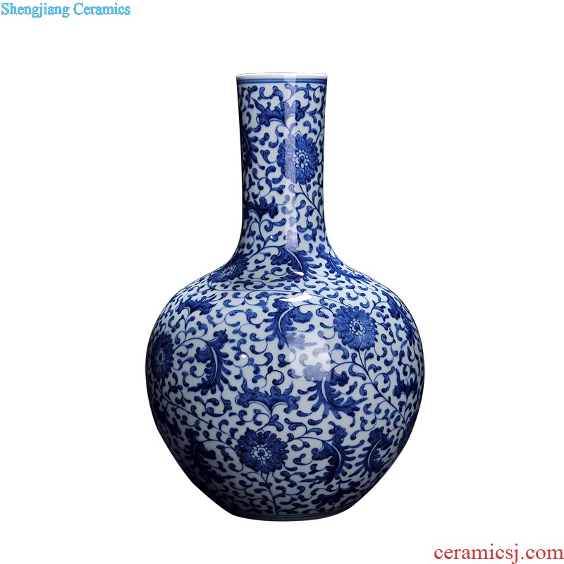 Jingdezhen ceramics vase furnishing articles Famous hand-painted kiln landscape picture tube of new Chinese style porch decoration