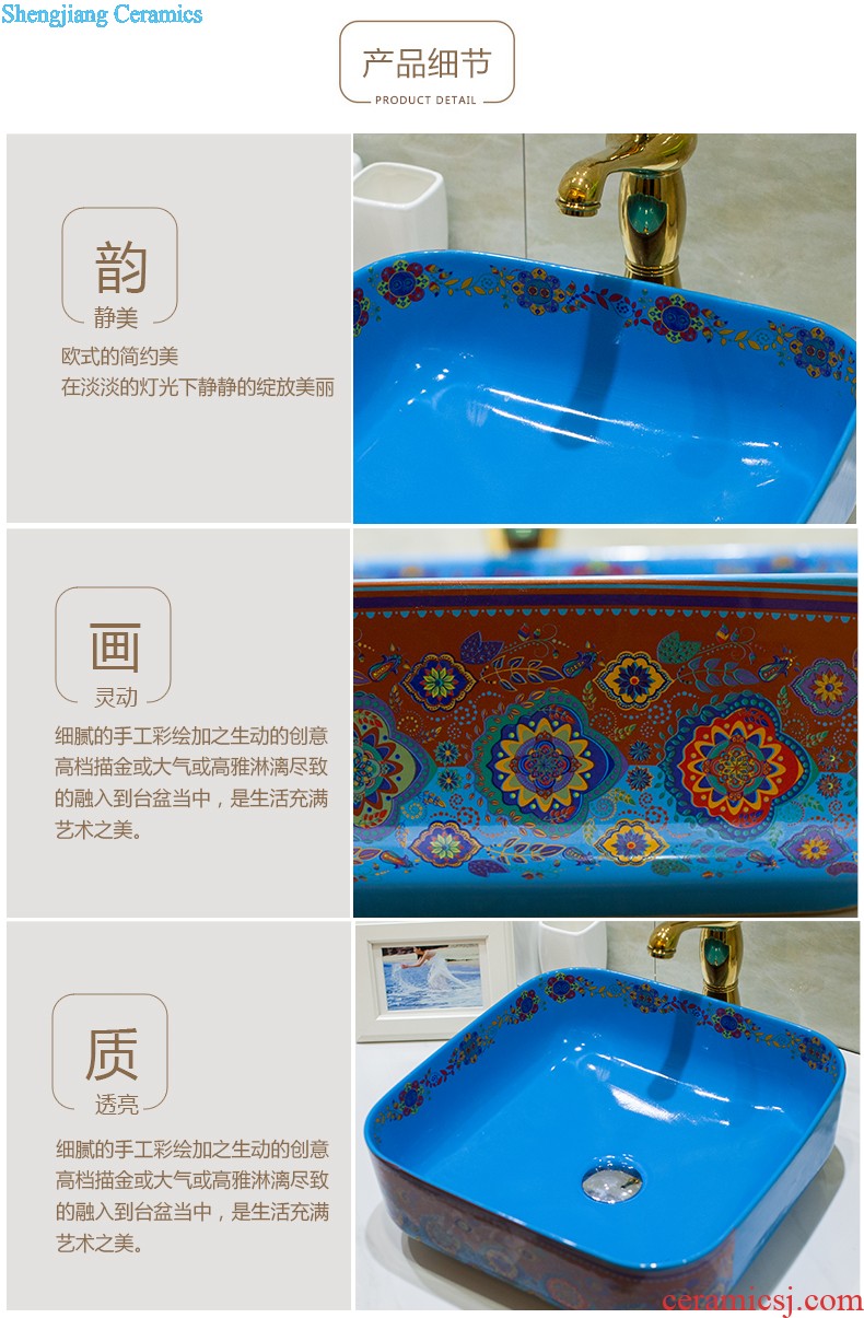 Koh larn, qi stage basin to square the basin that wash a face the sink ceramic sanitary ware art basin yellow butterfly flower