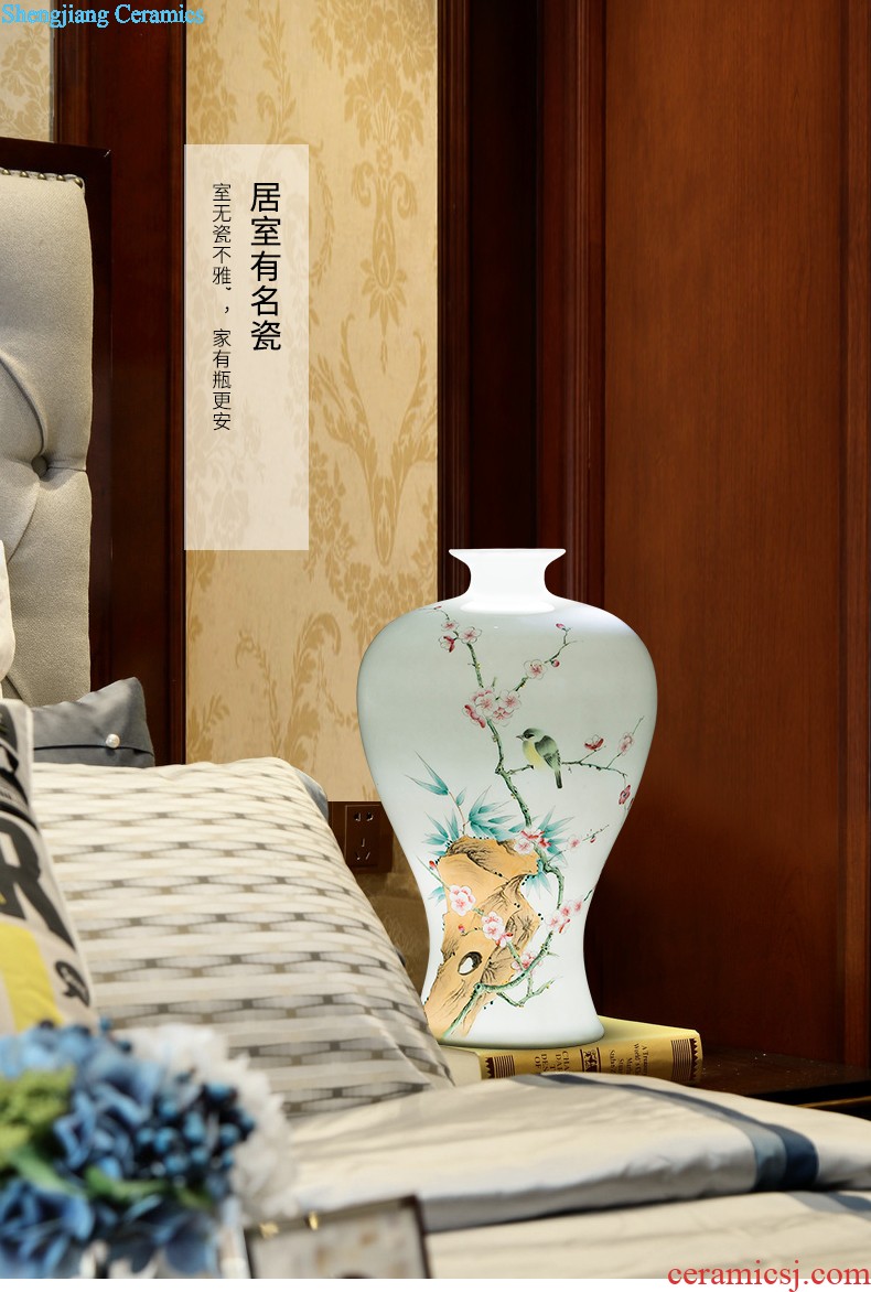 Jingdezhen ceramic masters hand-painted vases furnishing articles bamboo report peaceful living room TV cabinet porch decoration business gifts