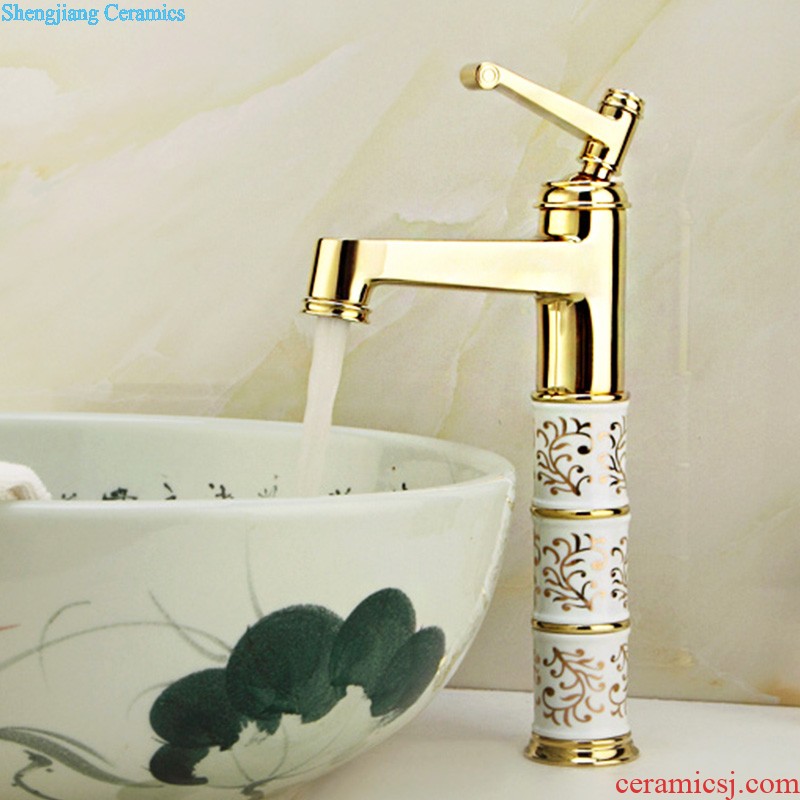 Gold cellnique pillar basin ceramic sanitary ware lavatory washbasins one-piece toilet floor balcony art basin