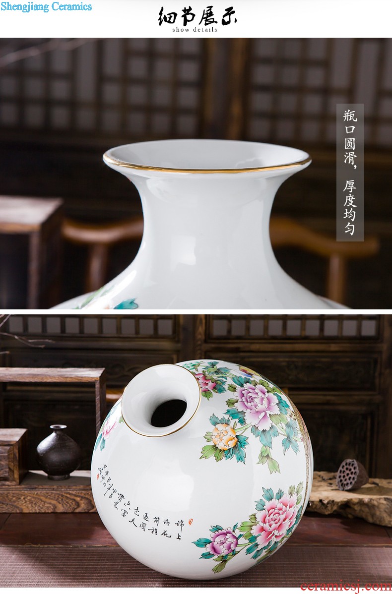 Famous master of jingdezhen ceramics hand-painted vases sitting room adornment is placed Chinese landscape painting porch decoration