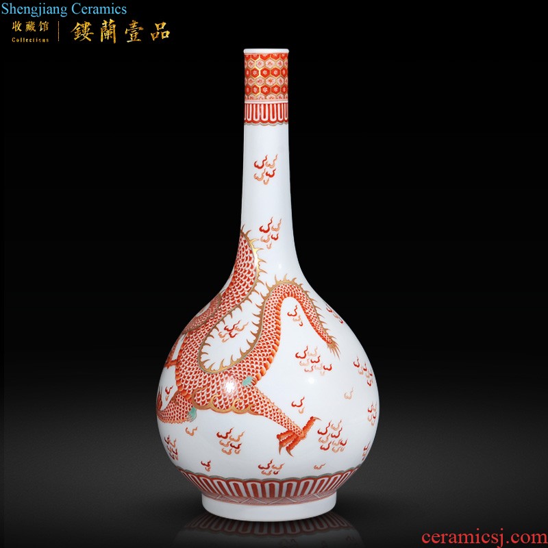 Jingdezhen imperial kiln chinaware imitation qianlong offering sitting room adornment colour pastel blue flowers poetry bottle collection furnishing articles