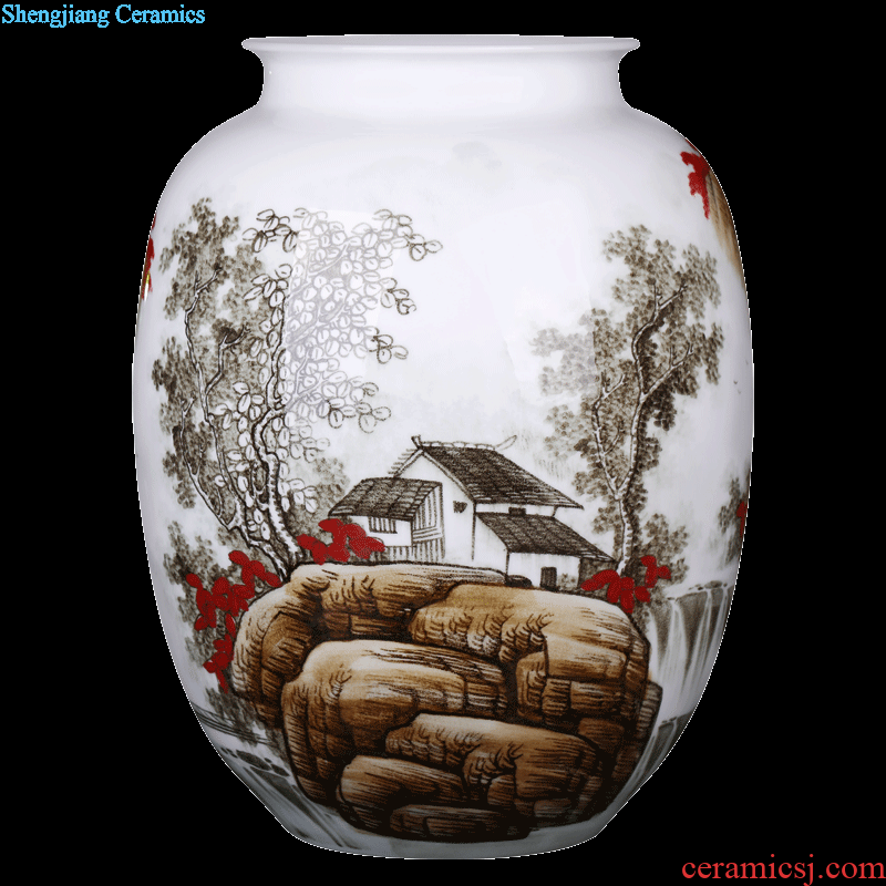 Jingdezhen ceramics furnishing articles Famous bottles hand painted yellow lotus flower implement new Chinese handicraft decoration in the living room