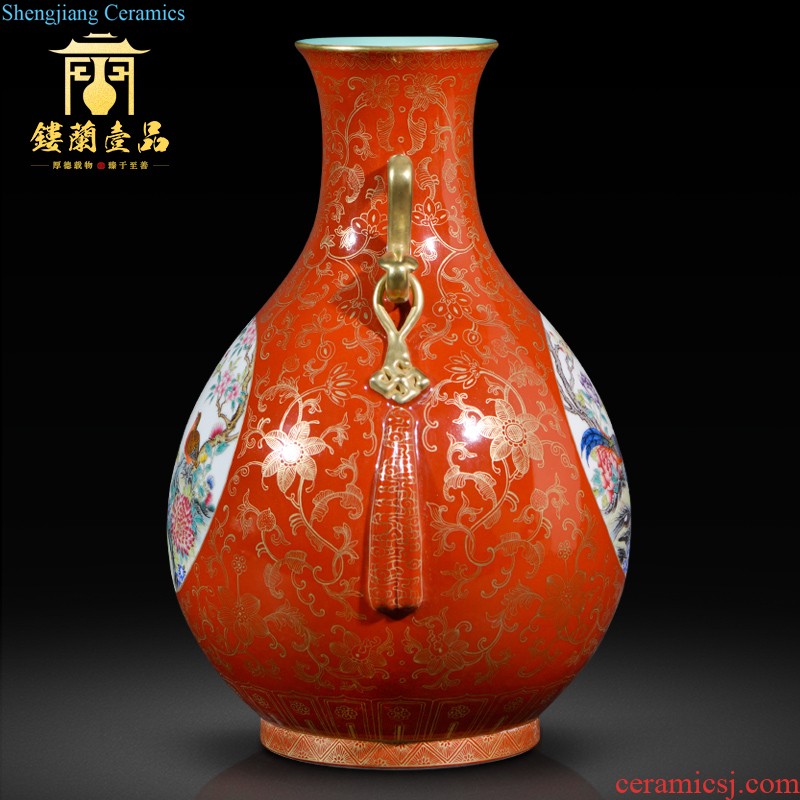 Jack imitation qing sharply jingdezhen ceramics glaze Jin Longshuang ear great vase Chinese style household adornment furnishing articles