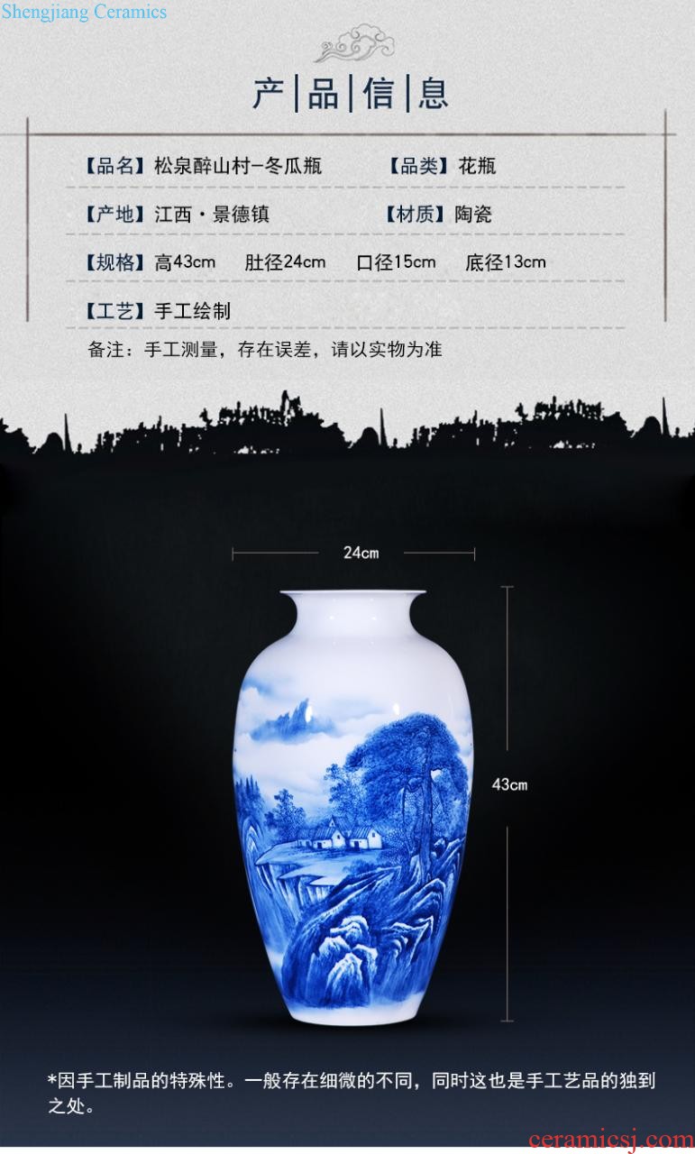 Jingdezhen ceramics furnishing articles hand-painted blue and white porcelain vases, flower arrangement of Chinese style restoring ancient ways is the sitting room bookcase home decoration