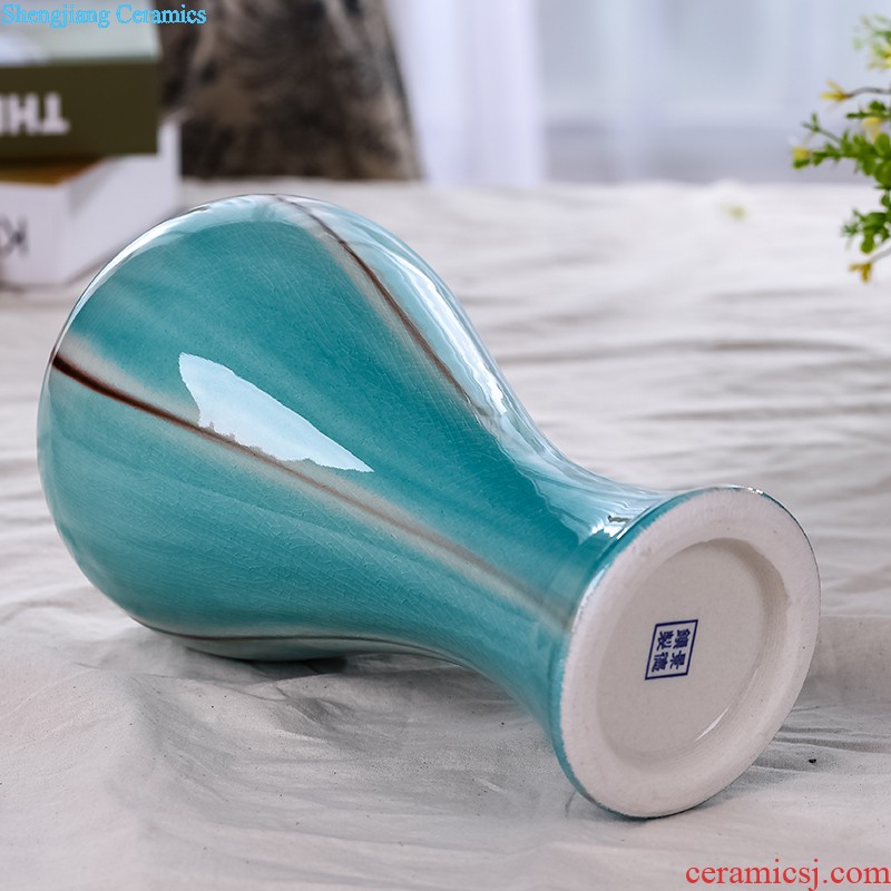 Jingdezhen ceramics vase furnishing articles powder blue glaze sweet grain ears and design the sitting room of Chinese style household ornaments