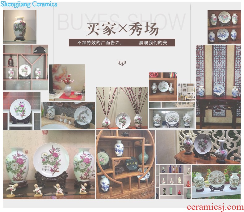 Jingdezhen ceramics hand-painted porcelain plate painting landscapes sitting room porch decoration of Chinese style household hang dish mural arts and crafts