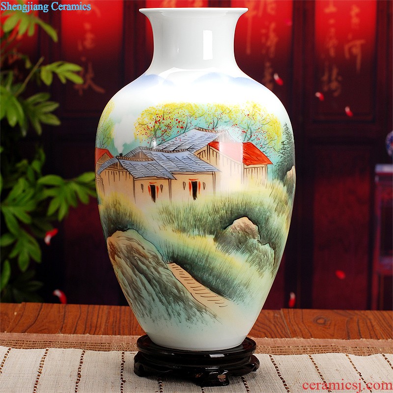 Hand-painted chrysanthemum patterns of blue and white porcelain of jingdezhen ceramics surface square vase furnishing articles study calligraphy and painting is received