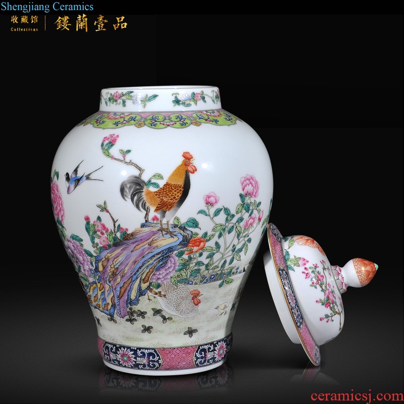 Jingdezhen ceramics imitation qing qianlong emperor kiln green pastel flowers around branches volume bottle mouth sitting room collection furnishing articles