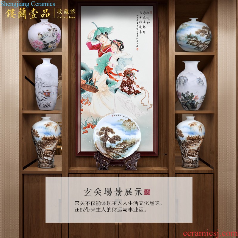 Jingdezhen ceramics imitation qing qianlong blue tie up branch lotus tea storage tank is Chinese style living room home decoration furnishing articles