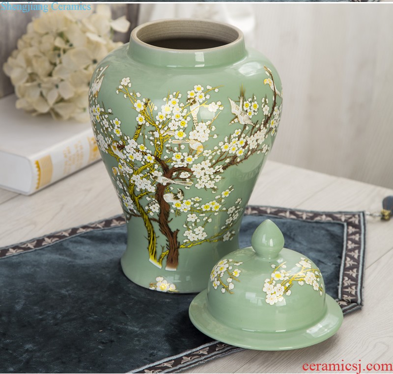 Jingdezhen ceramic hand-painted new Chinese vase creative living room TV cabinet dry flower arranging flowers home furnishing articles