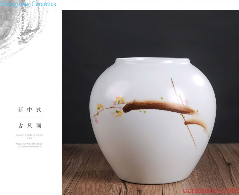 Jingdezhen ceramics vase furnishing articles hand-painted flower arranging Chinese style living room TV cabinet decoration porcelain home decoration