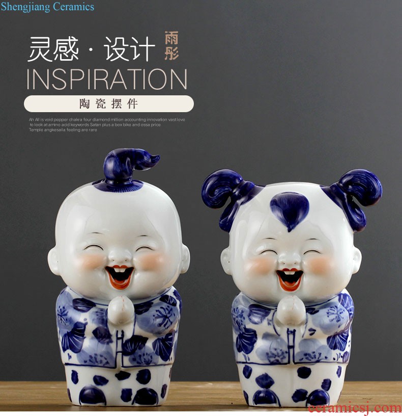 Rain tong home | jingdezhen ceramics Hand painted blue and white porcelain/painted the sitting room is lovely monkeys porcelain decorative furnishing articles