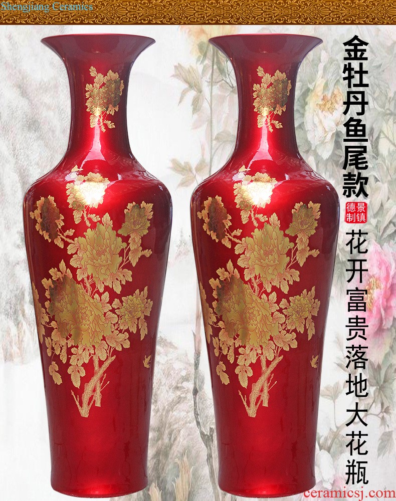 Jingdezhen ceramics red large vases, flower arranging Chinese style household adornment handicraft furnishing articles large living room