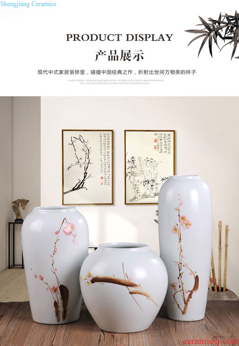 Jingdezhen ceramics vase furnishing articles hand-painted flower arranging Chinese style living room TV cabinet decoration porcelain home decoration