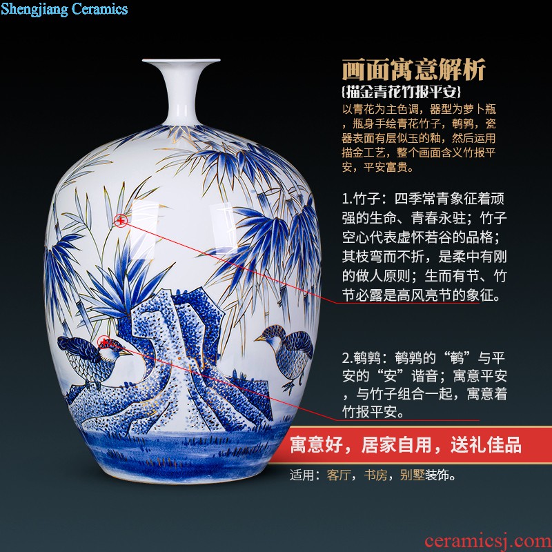 Jingdezhen ceramics hand-painted color ink landscape painting of large vase sitting room place hotel css0 ornament