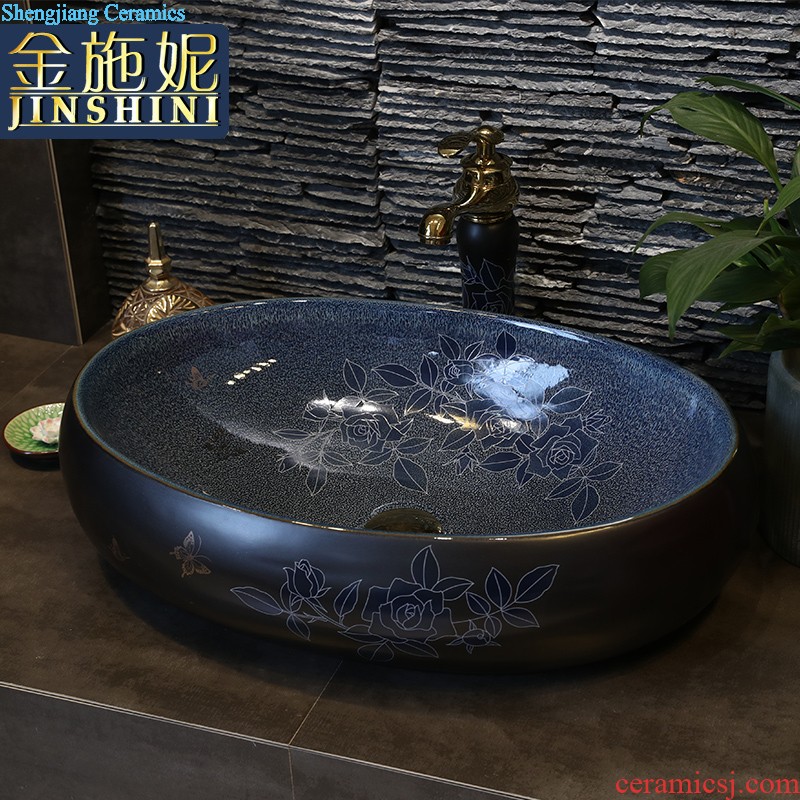 Ceramic art basin on its oval sink European contracted toilet lavatory marble basin