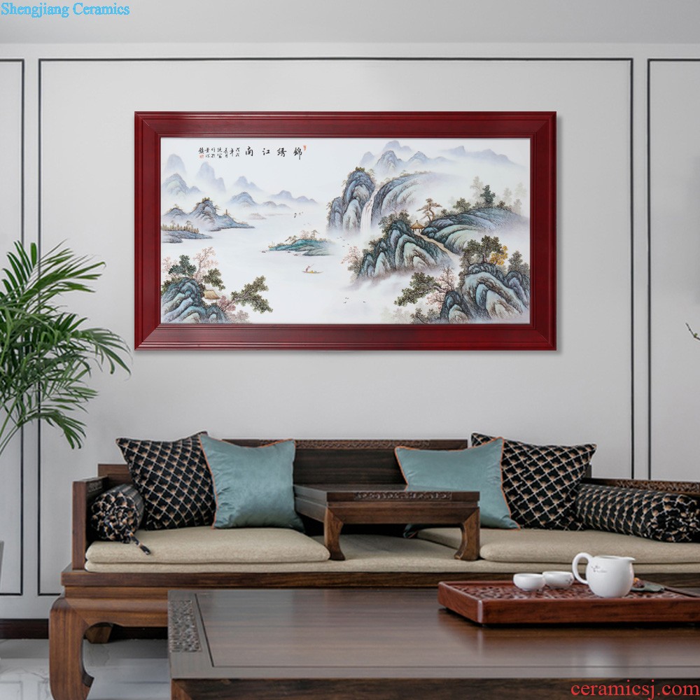 Jingdezhen ceramics Hand-painted spring, summer, autumn and winter adornment porcelain plate setting wall murals New Chinese style furnishing articles in the living room