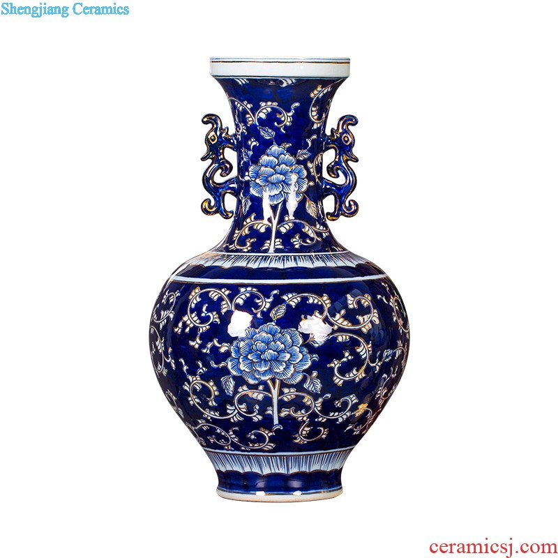 Jingdezhen ceramics vase the colour blue glaze decorations rich ancient frame place large new Chinese style living room office