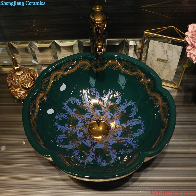 Gold cellnique bath lavatory basin of ceramic table European toilet basin of wash one coloured glaze coloured drawing or pattern of the basin that wash a face