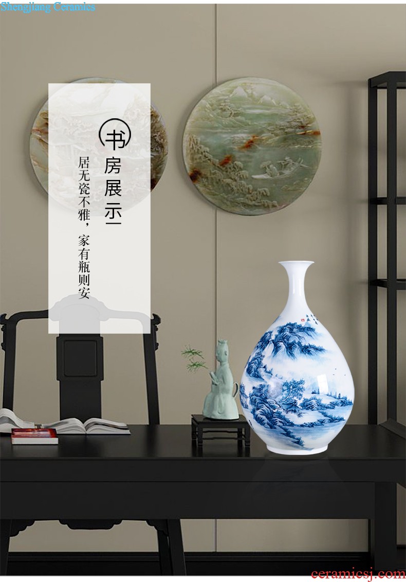 D2 jingdezhen ceramics binaural high landing big vase furnishing articles flower arranging archaize sitting room decoration home decoration