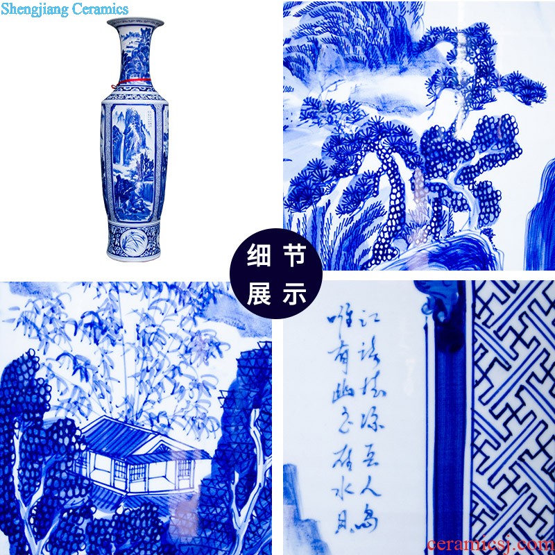 Sf62 jingdezhen ceramics of large blue and white porcelain vase carved dragon hand-painted quiver sitting room adornment is placed