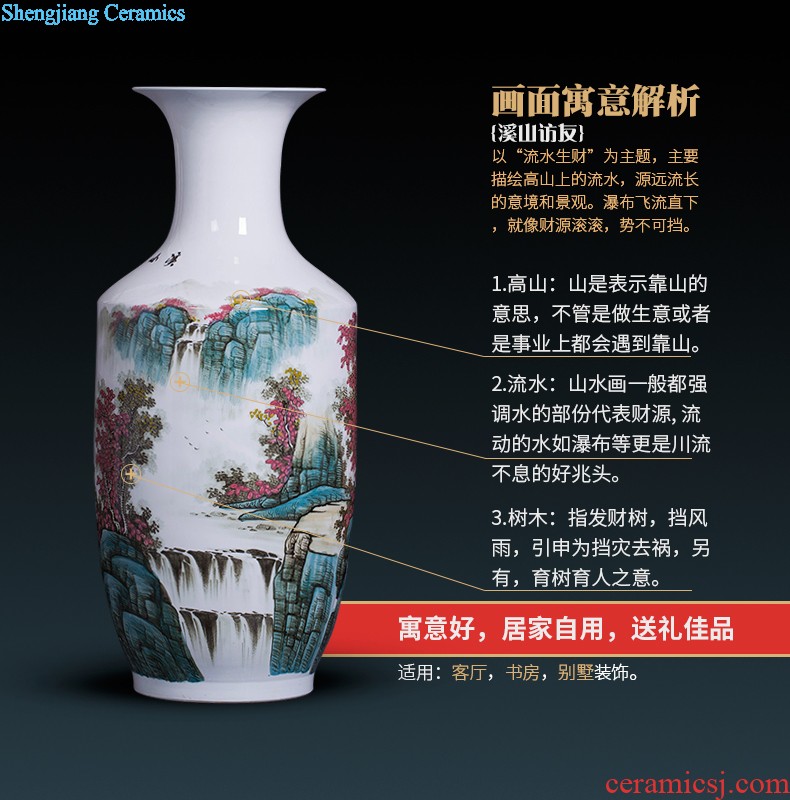 Jingdezhen ceramics antique Chinese landscape painting vase home sitting room adornment is placed the calligraphy and painting scroll cylinder