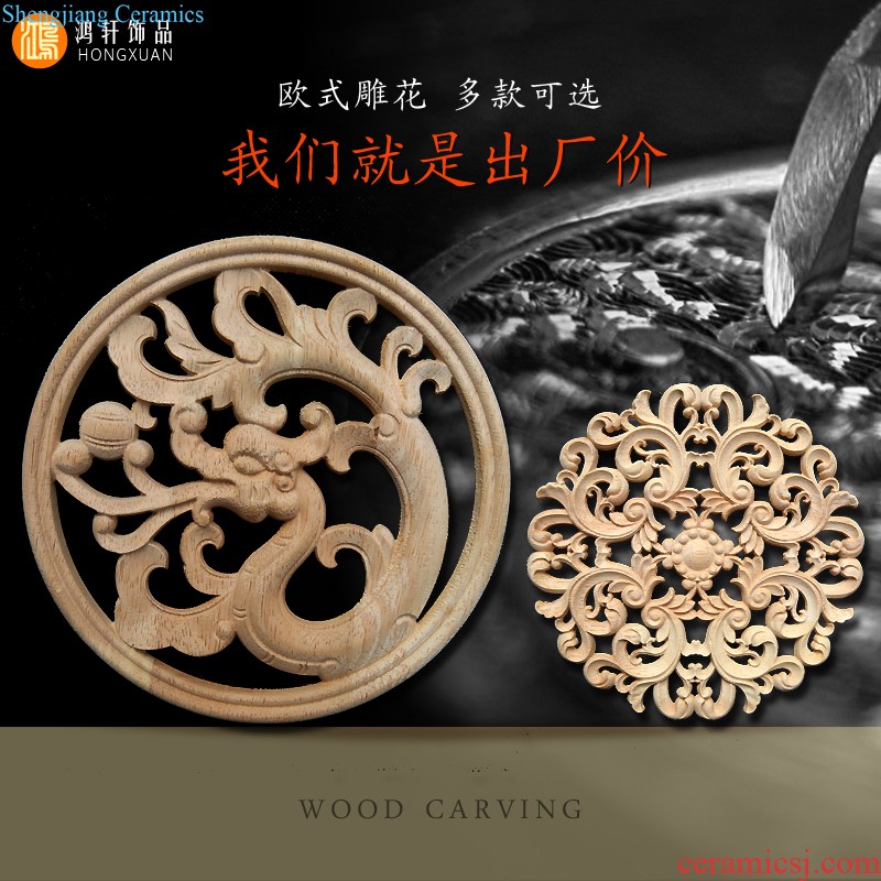 European decals flower piece of solid wood decorative woodcarving dongyang woodcarving wall decals furniture cabinet decorative decal Chinese background