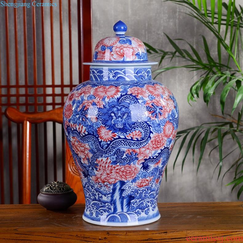 Jingdezhen ceramics vase hand-painted flower arranging furnishing articles of Chinese style living room TV cabinet decoration porcelain home decoration