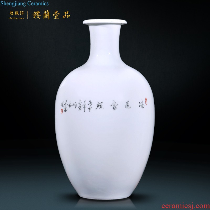 Jingdezhen ceramics imitation qing qianlong pastel auspicious ears big vase sitting room home decoration collection furnishing articles