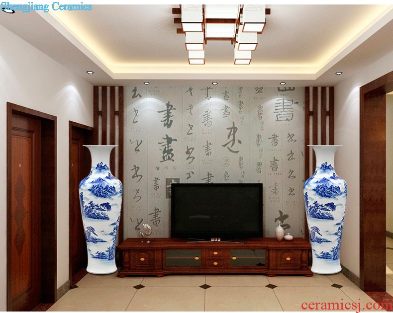 Jingdezhen ceramics by hand draw lotus flower vase furnishing articles sitting room of Chinese style household rich ancient frame flower decorations