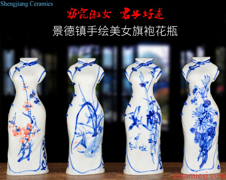 Three Yang kaitai, jingdezhen ceramics kiln rich ancient frame vase Chinese style restoring ancient ways sitting room adornment handicraft furnishing articles